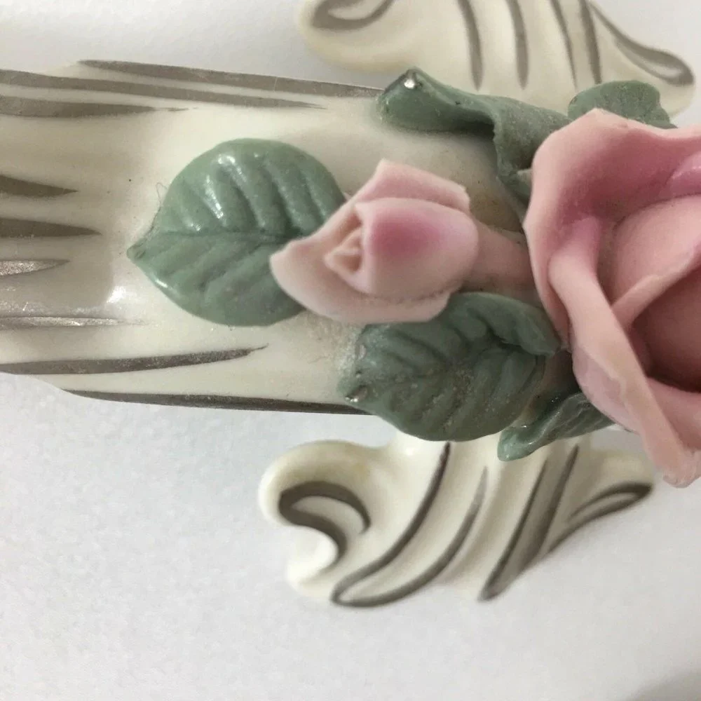 Set‎ of 2 DRESDEN Candle Holders Double Arm Pink